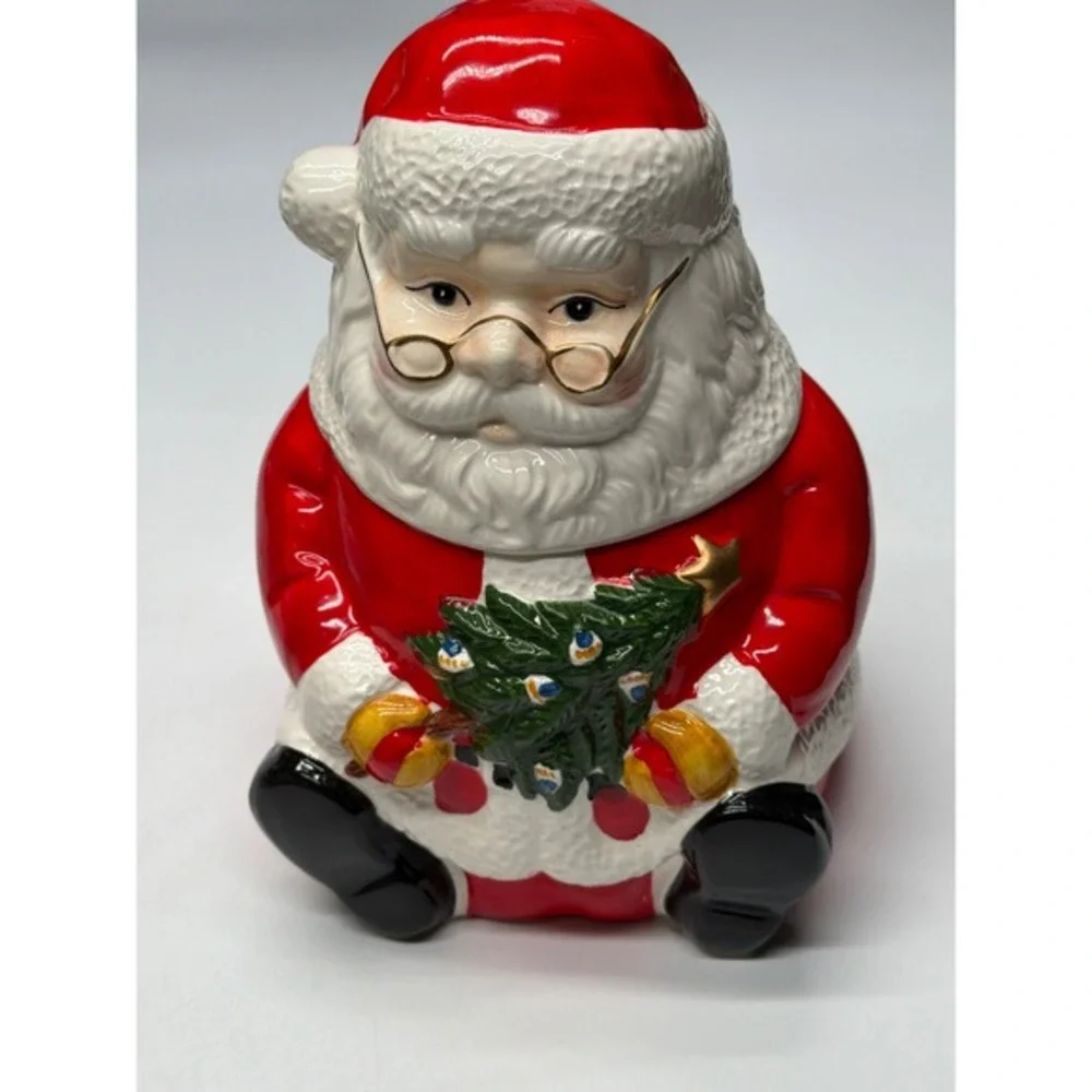 Gibson Housewares Santa Claus Ceramic Cookie Jar 10 Inch Decorative Holiday Xmas